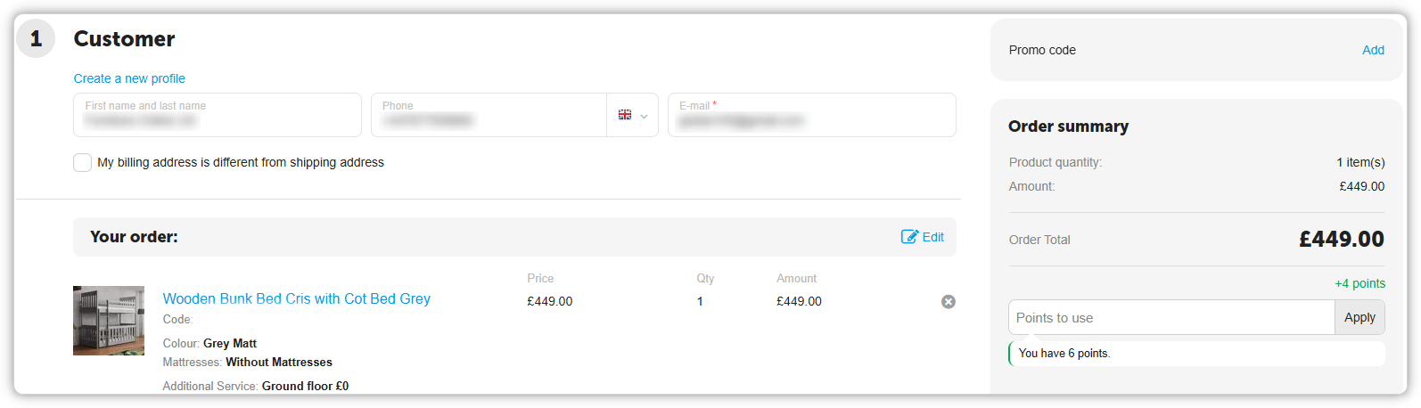 Checkout with points Checkout with points
