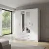 Buy Alness 4 Door 2 Drawer Large Wardrobe – White with Mirrored Panels from Furnituretta