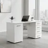 Buy Forres Matt White Home Office Computer Desk with Drawers & Cupboard, 5 from Furnituretta