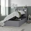 Buy Oscar Grey Wooden Ottoman Storage Bed – Single (3ft) with Bookcase Headboard, Colour: Grey, Bed Size: Single (3ft), Item Width: 113, 6 from Furnituretta