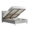 Buy Rhodes Grey Velvet Ottoman Bed – Double 4ft6 with Storage & Deep Headboard, Colour: Grey, Bed Size: Double (4ft6), 4 from Furnituretta