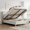 Buy Rhodes Warmstone Velvet Ottoman Bed – Double 4ft6 with Storage & Deep Headboard, Colour: Warmstone, Bed Size: Double (4ft6), 2 from Furnituretta