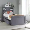 Buy Enzo Grey Wooden 3‑Drawer Storage Bed – Single 3ft with Bookcase Headboard, Colour: Grey, Bed Size: Single (3ft) from Furnituretta