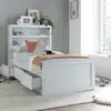 Buy Enzo White Wooden 3‑Drawer Storage Bed – Single 3ft with Bookcase Headboard, Colour: White, Bed Size: Single (3ft), 2 from Furnituretta