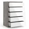 Buy Stylish Naia 5-Drawer Chest in Concrete and Glossy White, 4 from Furnituretta