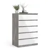 Buy Stylish Naia 5-Drawer Chest in Concrete and Glossy White, 7 from Furnituretta