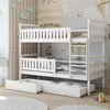 Buy Wooden Bunk Bed Ignas with Storage White Matt, Colour: White Matt, Mattresses: Foam/Bonnell Mattresses, Ladder: Right from Furnituretta