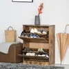 Buy Homcom 2 Drawer Shoe Cabinet Industrial Shoe Cupboard Hallway, 7 from Furnituretta