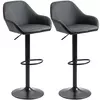 Buy Homcom Adjustable Bar Stools Set of 2, Swivel Barstools with Footrest and Backrest, PU Leather and Steel Base, for Kitchen Counter Dining Room, Black from Furnituretta