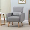 Buy Homcom Accent Chair, Linen-Touch Armchair with Wooden Frame, Grey, 2 from Furnituretta