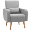 Buy Homcom Accent Chair, Linen-Touch Armchair with Wooden Frame, Grey from Furnituretta