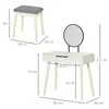 Buy Homcom Dressing Table Set with Round Mirror Vanity Table Set, 3 from Furnituretta