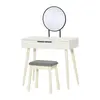 Buy Homcom Dressing Table Set with Round Mirror Vanity Table Set, 2 from Furnituretta