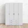 Buy Stylish White 4-Door Wardrobe with 3 Drawers, Colour: White, Item Width: 154, 8 from Furnituretta