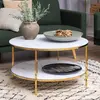 Buy Alisma Round Coffee Table: Marble Top & Gold Legs, 2 from Furnituretta