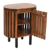 Buy Enhance Your Bedroom Decor with a Slatted Mango Wood Table, 2 from Furnituretta