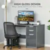 Buy Homcom High Gloss Computer Desk with Drawers, Modern Writing Desk, 6 from Furnituretta