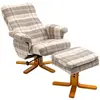 Buy Homcom Linen Swivel Recliner Chair with Footstool from Furnituretta