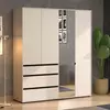 Buy Kington Cashmere 4 Door 3 Drawer Mirrored Wardrobe, Colour: Cashmere, Item Width: 183 from Furnituretta
