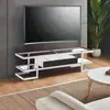 Buy Lagonda Clear Glass TV Unit with High Gloss Drawer White, 2 from Furnituretta