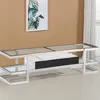 Buy Lagonda Clear Glass TV Unit with High Gloss Drawer White, 3 from Furnituretta
