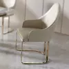 Buy Midas PU Dining Chair Cream with Stainless Steel Legs Gold from Furnituretta