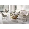 Buy Midas PU Dining Chair Cream with Stainless Steel Legs Gold, 3 from Furnituretta