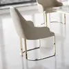 Buy Midas PU Dining Chair Cream with Stainless Steel Legs Gold, 2 from Furnituretta