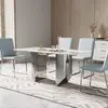 Buy Montego Marble Dining Table with Stainless Steel Base from Furnituretta