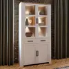 Buy Bohol Display Cabinet 4 Door 1 Drawer in Oak/White inc LED Lighting, 7 from Furnituretta