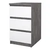 Buy Naia Bedside 3 Drawers in Concrete and White High Gloss, 3 from Furnituretta