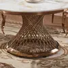 Buy Pescara Marble Dining Table with Stainless Steel Base – Round 4-Seater in Rose Gold, 2 from Furnituretta