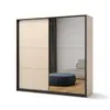 Buy Enna EN-01 Sliding Door Wardrobe – 220 cm in Beige & Black with Mirror and LED from Furnituretta