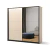 Buy Enna EN-01 Sliding Door Wardrobe – 220 cm in Beige & Black with Mirror and LED, 5 from Furnituretta