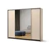 Buy Enna EN-06 Hinged Door Wardrobe – 251 cm in Beige & Black with Mirror & LED from Furnituretta