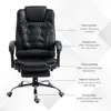 Buy HOMCOM Executive Office Chair, PU Leather Home Office Chair with Swivel Wheels, Reclining Backrest, Retractable Footrest, Black, 7 from Furnituretta