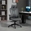 Buy Vinsetto Mesh Office Chair, Ergonomic Desk Chair, Computer Chair with Adjustable Headrest and Lumbar Support, 135° Reclining Back and 3D Armrest for Home Office Study, Grey, 2 from Furnituretta