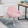 Buy HOMCOM Makeup Vanity Chair, Cute Fluffy Desk Chair with Rolling Wheels for Bedroom Living Room, Pink, 2 from Furnituretta