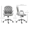 Buy Vinsetto Office Chair, Swivel Desk Chair, Velvet Vanity Chair with Adjustable Height and Rolling Wheels for Home Work Study, Grey, 3 from Furnituretta