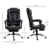 Buy HOMCOM Executive Office Chair, PU Leather Home Office Chair with Swivel Wheels, Reclining Backrest, Retractable Footrest, Black, 3 from Furnituretta