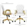 Buy Vinsetto Height Adjustable Home Office Chair, Button Tufted Computer Chair with Padded Armrests and Tilt Function, Cream White, 3 from Furnituretta