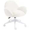 Buy HOMCOM Makeup Vanity Chair, Cute Fluffy Desk Chair with Rolling Wheels for Bedroom Living Room, Cream White from Furnituretta