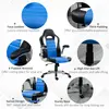 Buy HOMCOM Computer Gaming Chair, Office Desk Swivel Chair, PU Leather Racing Chair with 90° Flip-up Armrest, Blue, 7 from Furnituretta