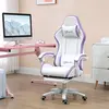 Buy Vinsetto Computer Gaming Chair, PU Leather Desk Chair with Footrest, Swivel Task Chair with 135°, White and Purple, 2 from Furnituretta