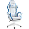 Buy Vinsetto Computer Gaming Chair, PU Leather Desk Chair with Footrest, Swivel Task Chair with 135° Reclining Back and Lumbar Support, PC Chair for Adults, White and Blue from Furnituretta