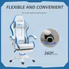 Buy Vinsetto Computer Gaming Chair, PU Leather Desk Chair with Footrest, Swivel Task Chair with 135° Reclining Back and Lumbar Support, PC Chair for Adults, White and Blue, 6 from Furnituretta