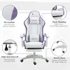 Buy Vinsetto Computer Gaming Chair, PU Leather Desk Chair with Footrest, Swivel Task Chair with 135°, White and Purple, 7 from Furnituretta