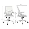 Buy Vinsetto Mesh Office Chair, Computer Desk Chair with Flip-up Armrests, Lumbar Back Support and Swivel Wheels, White, 3 from Furnituretta