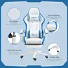 Buy Vinsetto Computer Gaming Chair, PU Leather Desk Chair with Footrest, Swivel Task Chair with 135° Reclining Back and Lumbar Support, PC Chair for Adults, White and Blue, 7 from Furnituretta