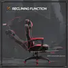 Buy Vinsetto Computer Gaming Chair, Racing Desk Chair with Lumbar Support and Footrest, PU Leather Gamer Chair with Headrest and Swivel Wheels for Home, Red, 5 from Furnituretta